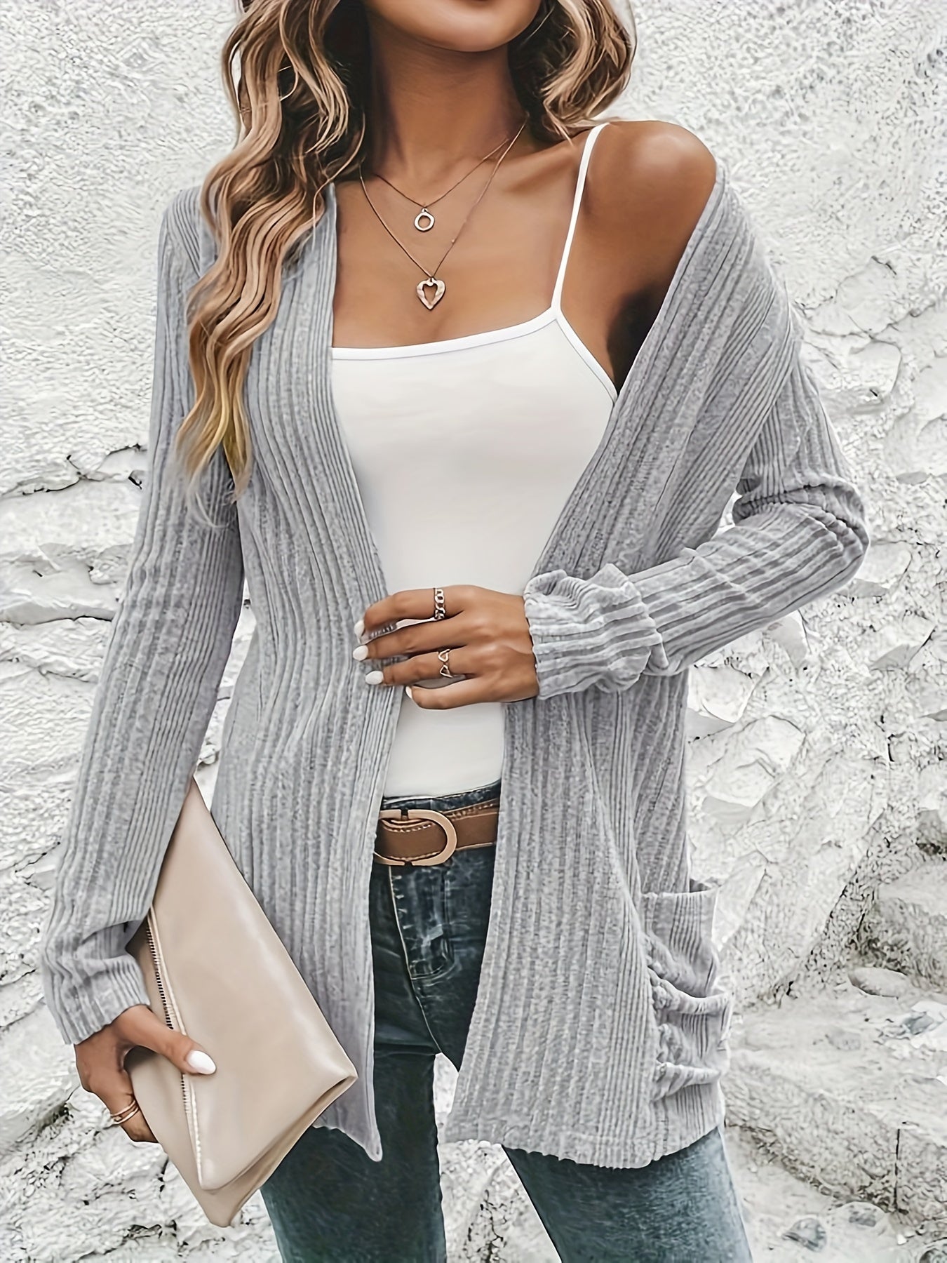 Amara - Rippenstrick-Strickjacke