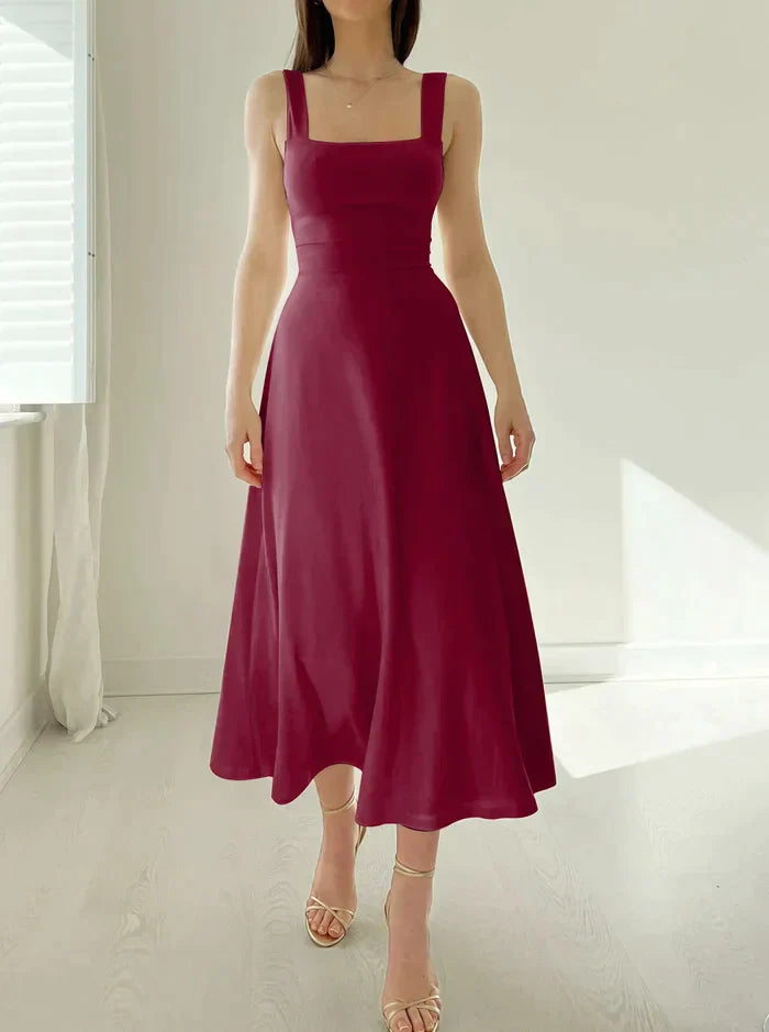 Celina | Midi-Kleid mit Elegantem A-Linien-Schnitt und Schickem Dekolleté für Damen