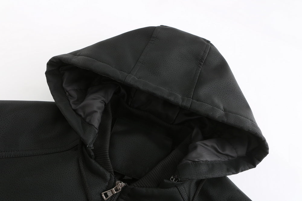 Luca | Lederjacke mit Diamantsteppung und Verstellbarer Kapuze für Herren
