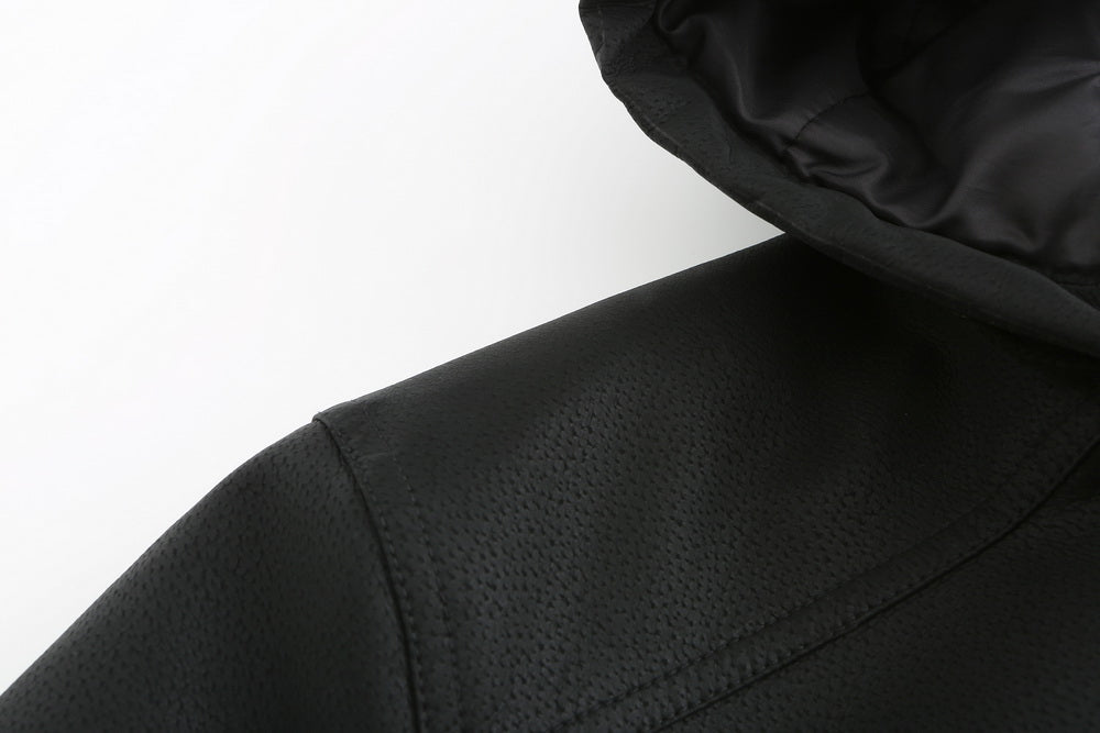 Luca | Lederjacke mit Diamantsteppung und Verstellbarer Kapuze für Herren