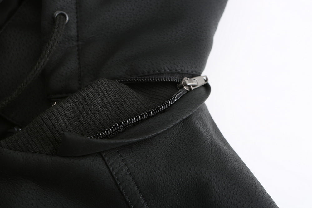 Luca | Lederjacke mit Diamantsteppung und Verstellbarer Kapuze für Herren