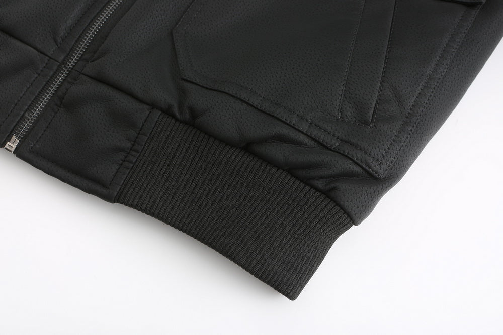 Luca | Lederjacke mit Diamantsteppung und Verstellbarer Kapuze für Herren