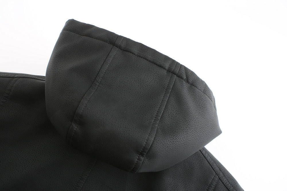 Luca | Lederjacke mit Diamantsteppung und Verstellbarer Kapuze für Herren