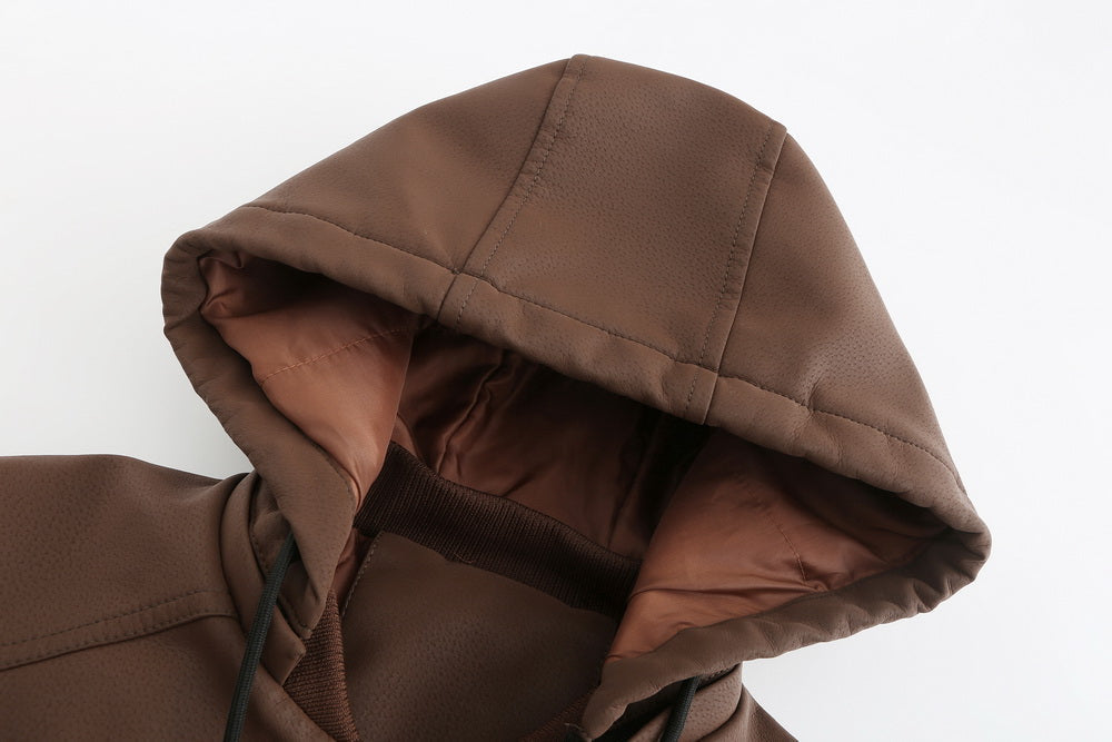 Luca | Lederjacke mit Diamantsteppung und Verstellbarer Kapuze für Herren