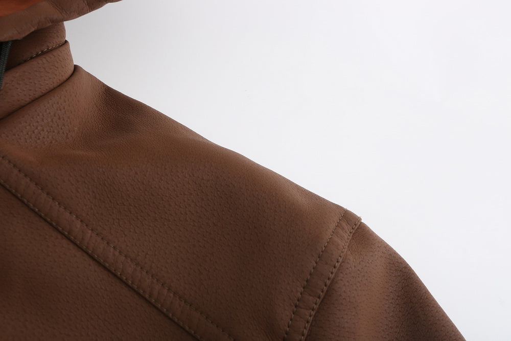 Luca | Lederjacke mit Diamantsteppung und Verstellbarer Kapuze für Herren