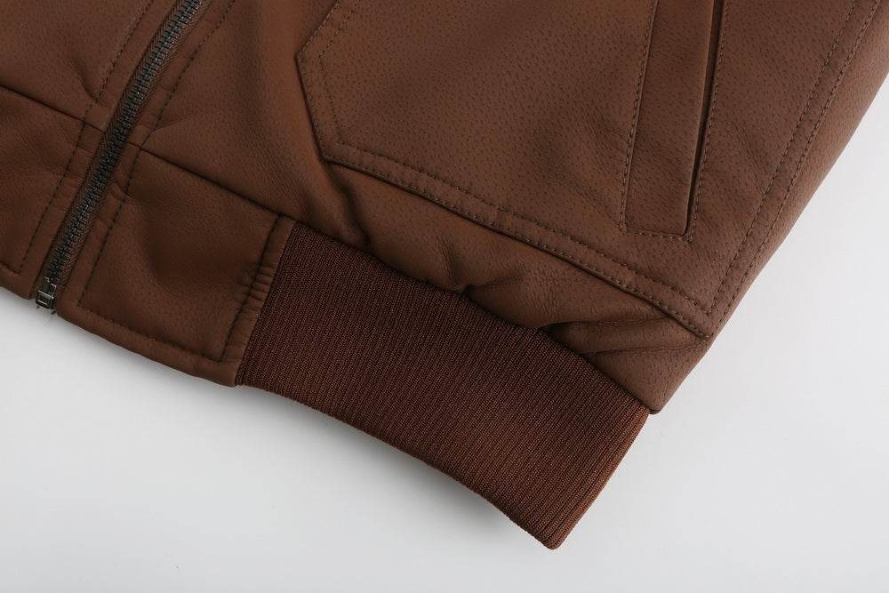 Luca | Lederjacke mit Diamantsteppung und Verstellbarer Kapuze für Herren