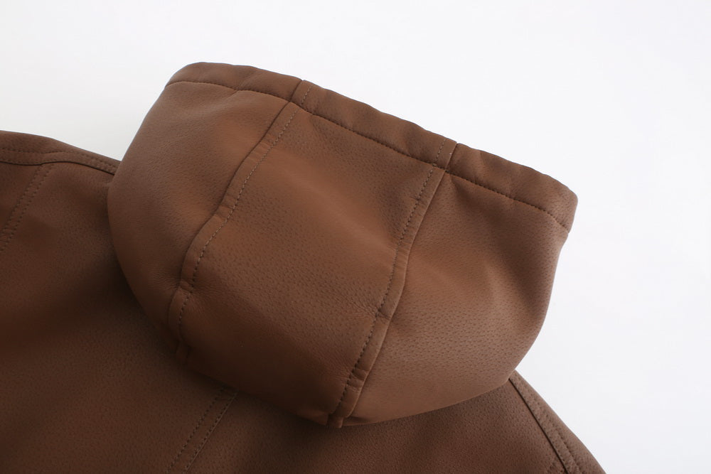 Luca | Lederjacke mit Diamantsteppung und Verstellbarer Kapuze für Herren