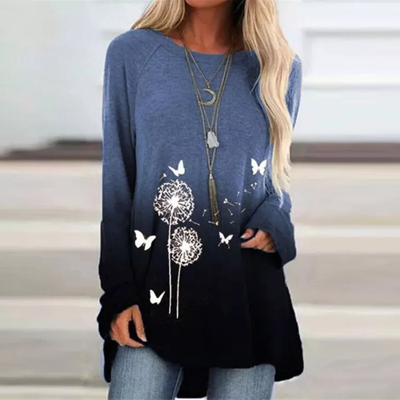 Liona | Langarm-Pullover mit Verspieltem Löwenzahn-Print und Bequemen Schnitt für Damen