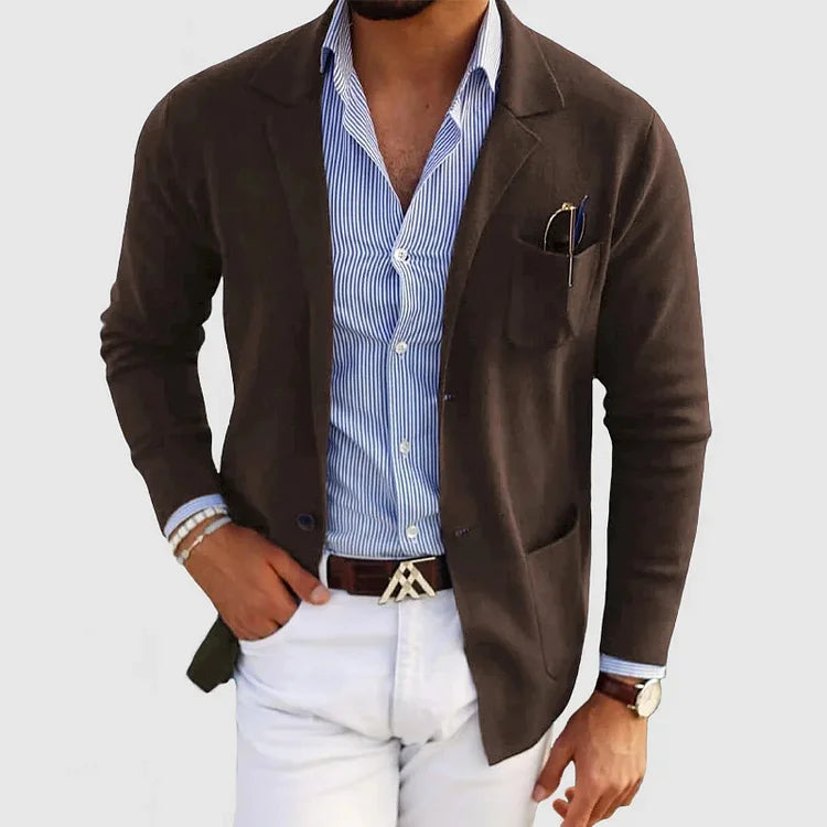 Tristan - Herren-strickjacke mit lässigen knöpfen, taschen und reverskragen, einfarbig, langärmelig