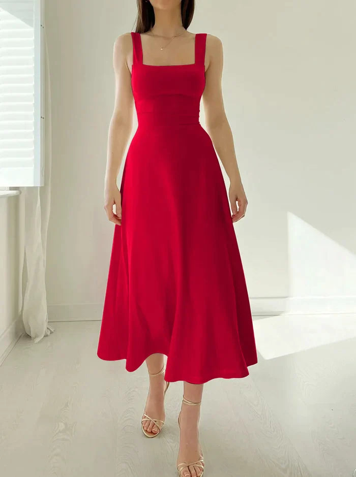 Celina | Midi-Kleid mit Elegantem A-Linien-Schnitt und Schickem Dekolleté für Damen