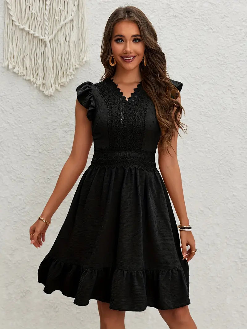Liana | Kleid mit Eleganter Spitze und Rüschenärmeln für Frauen