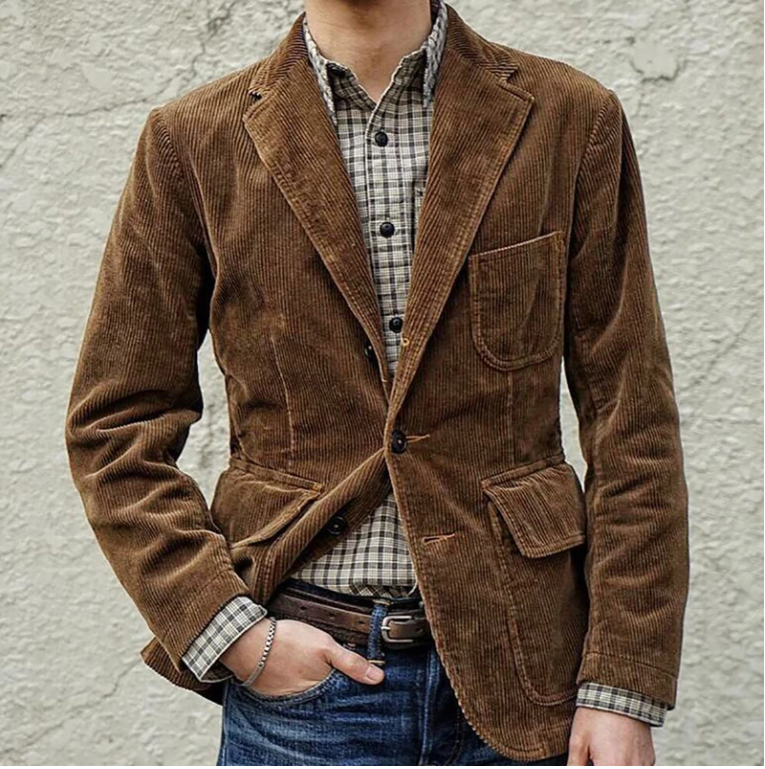 Maximilian | Cordjacke mit Strukturiertem Design und Klassischem Revers für Herren