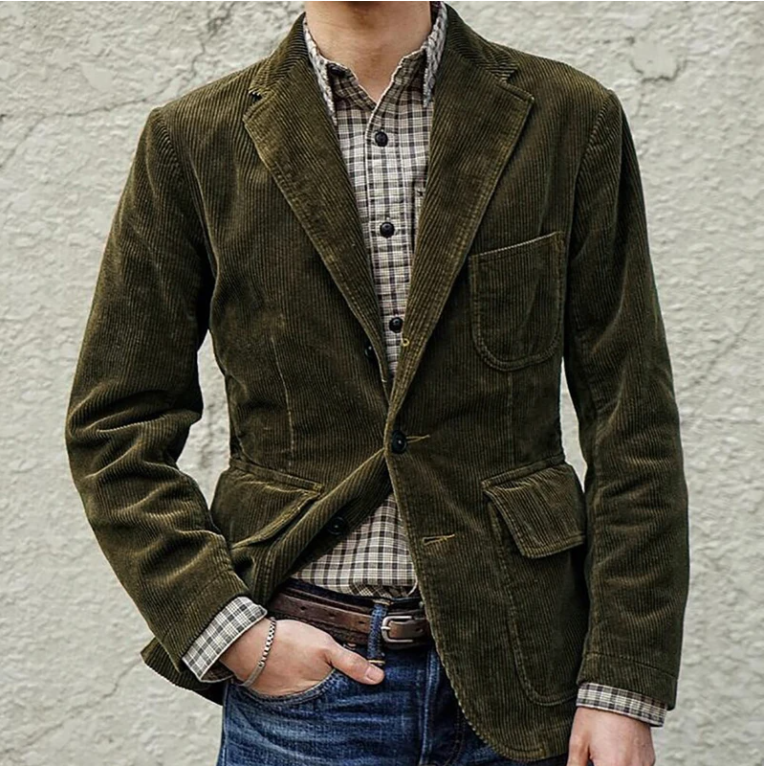 Maximilian | Cordjacke mit Strukturiertem Design und Klassischem Revers für Herren