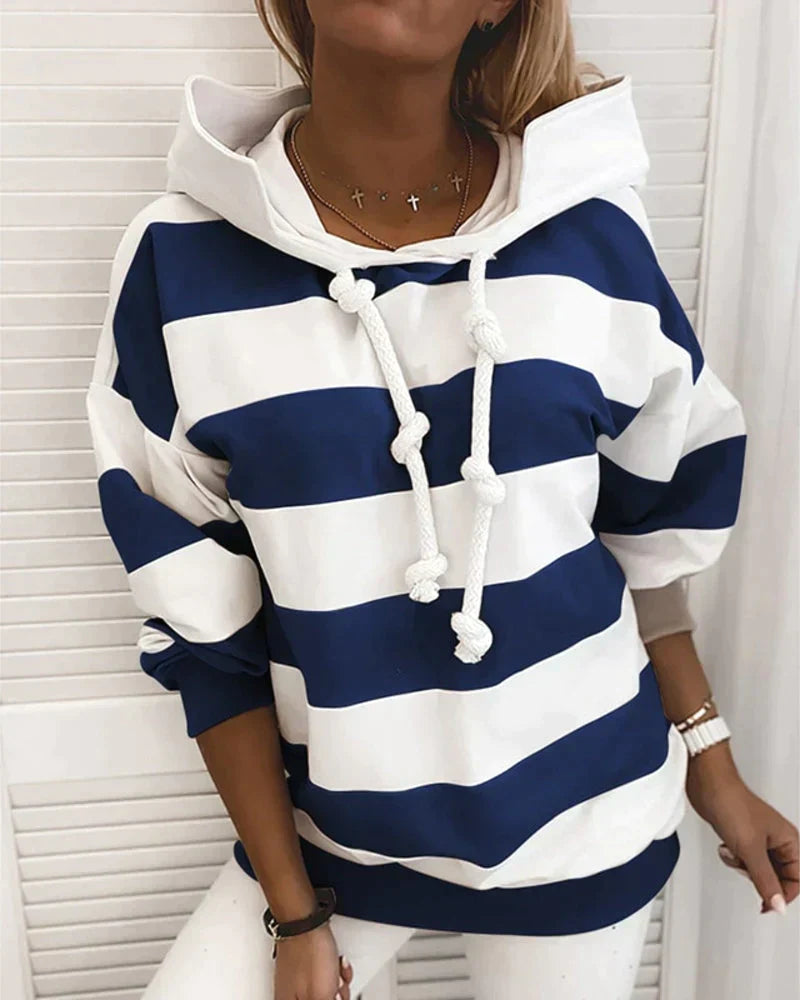 Marina | Kapuzenpullover mit Nautischem Streifen-Design und Entspannter Passform für Frauen
