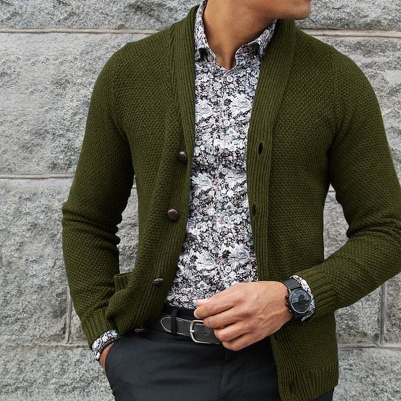 Luca | Strickjacke mit Warmem Material und Stilvollem Schalkragen für Herren