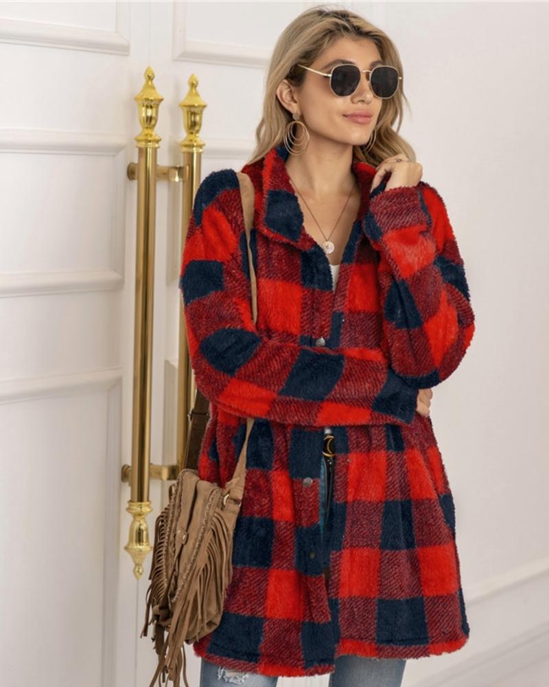 Livia | Karojacke mit Gemütlichem Fleece und Oversized Schnitt für Frauen