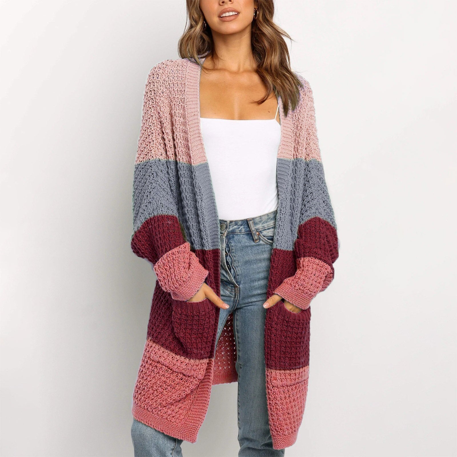 Livia | Strickjacke mit Farbblock-Design und praktischen Taschen für Frauen