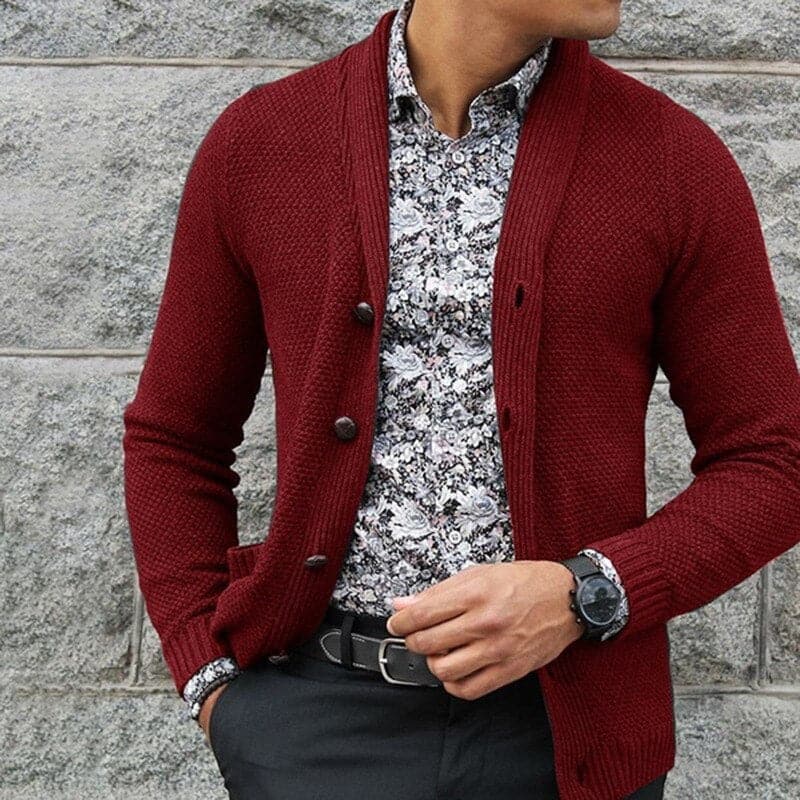 Luca | Strickjacke mit Warmem Material und Stilvollem Schalkragen für Herren