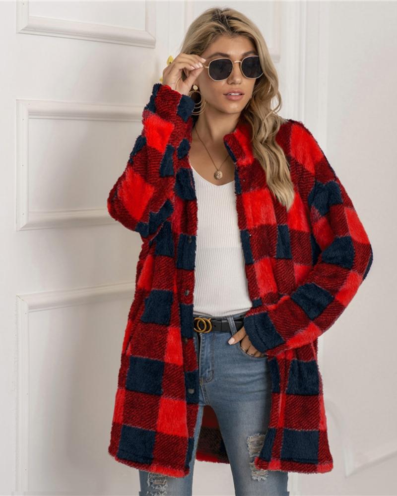 Livia | Karojacke mit Gemütlichem Fleece und Oversized Schnitt für Frauen
