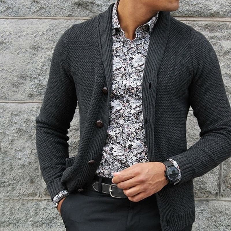 Luca | Strickjacke mit Warmem Material und Stilvollem Schalkragen für Herren