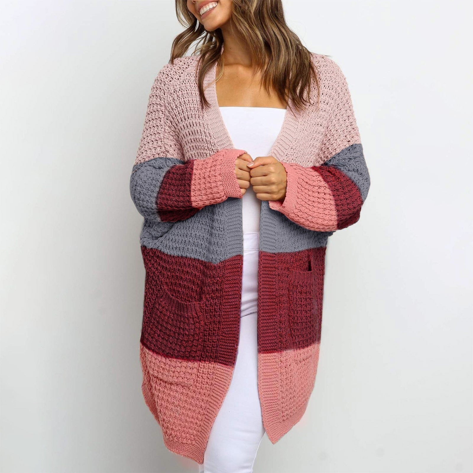 Livia | Strickjacke mit Farbblock-Design und praktischen Taschen für Frauen