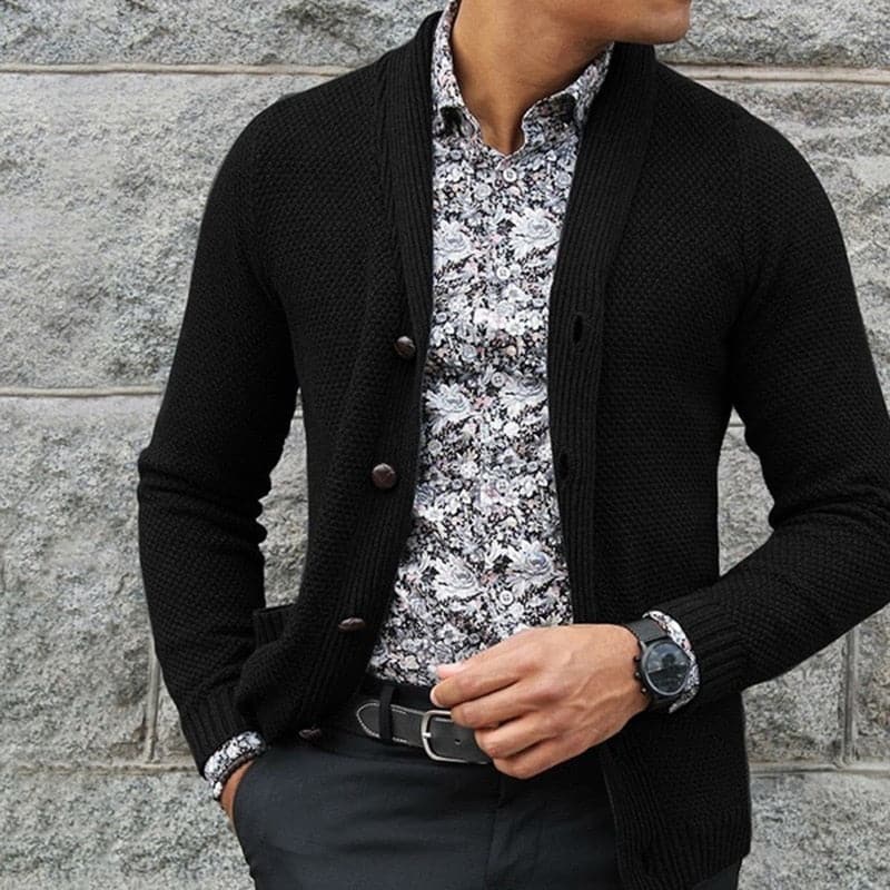 Luca | Strickjacke mit Warmem Material und Stilvollem Schalkragen für Herren