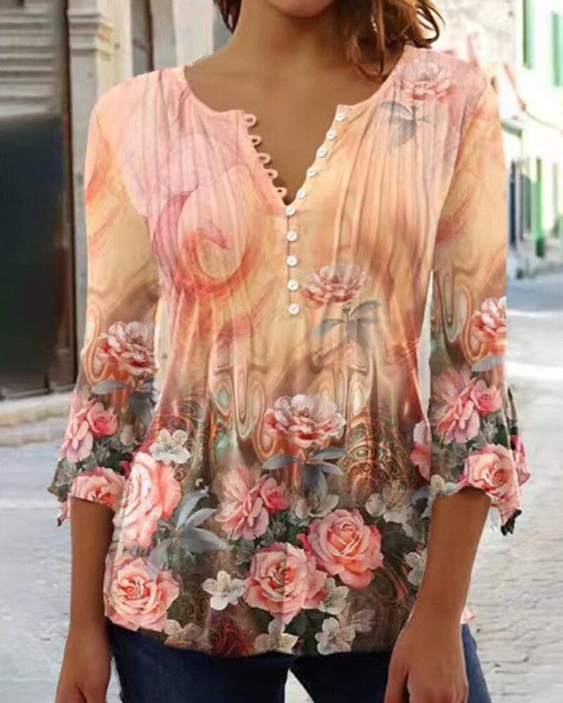 Liana | Bluse mit Leichtem Stoff und Floralprint für Frauen