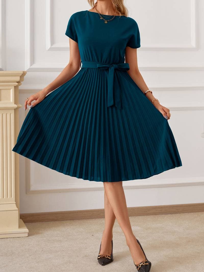 Celestia | Partykleid mit Plissee-Rock und Taillengürtel für Frauen