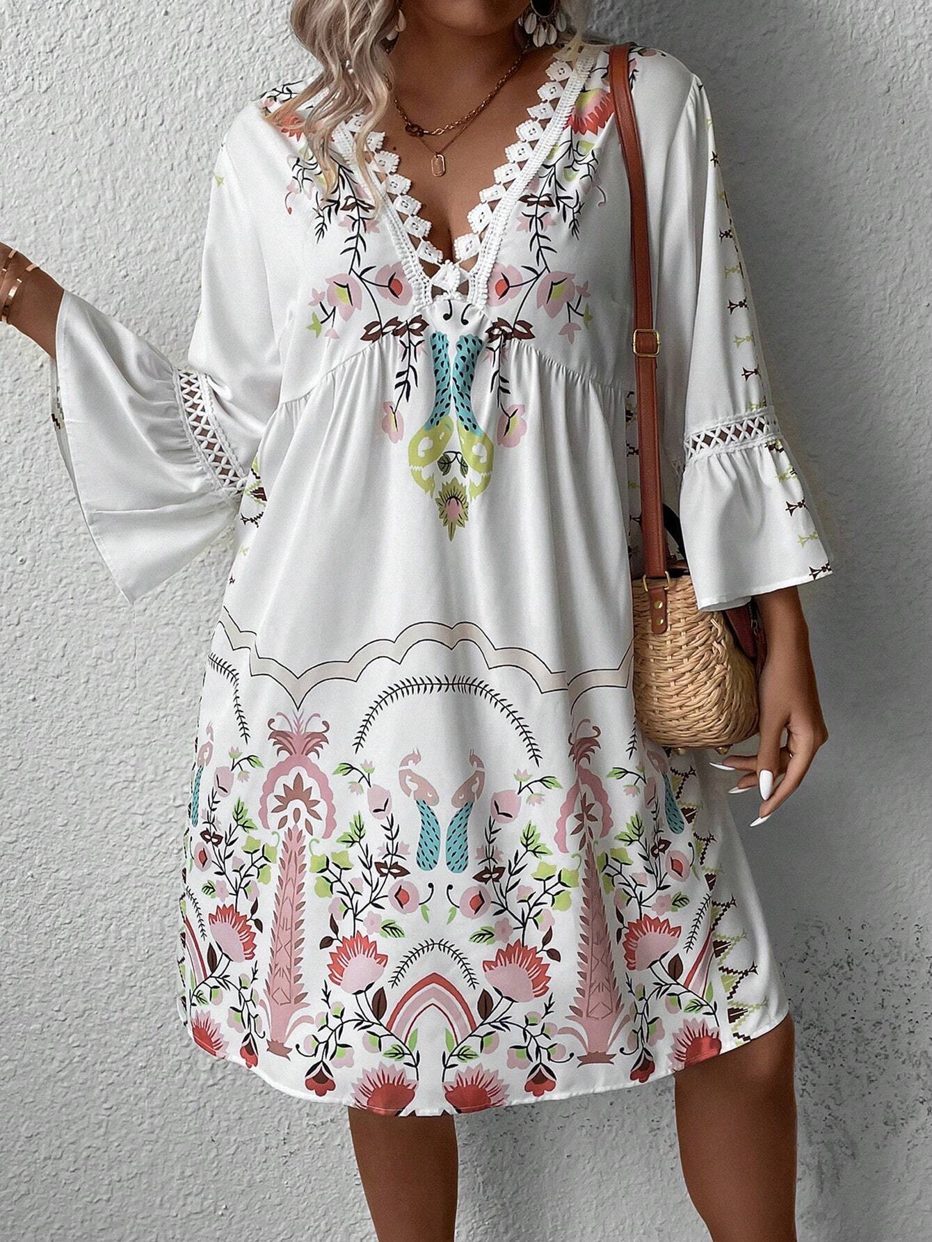Liora | Boho-Kleid mit Aufwendiger Blumenstickerei und Fließendem Schnitt für Damen