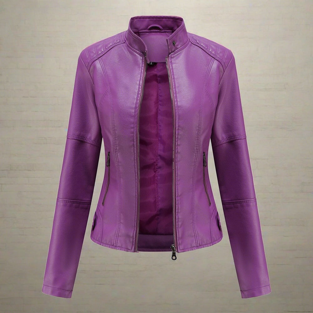 Livia | Lederjacke mit Stilvollem Design und Reißverschlusstaschen für Frauen
