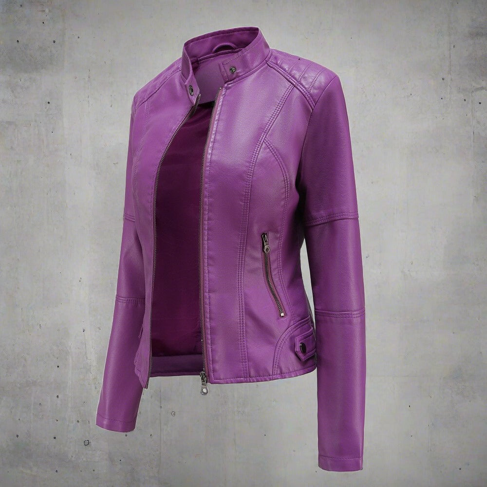 Livia | Lederjacke mit Stilvollem Design und Reißverschlusstaschen für Frauen