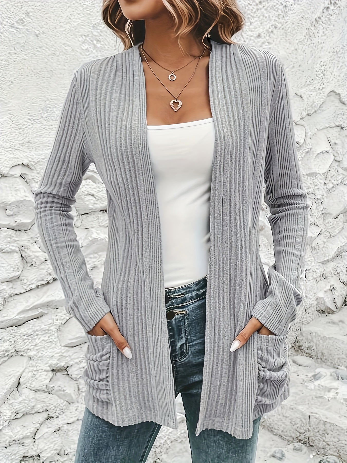Amara - Rippenstrick-Strickjacke