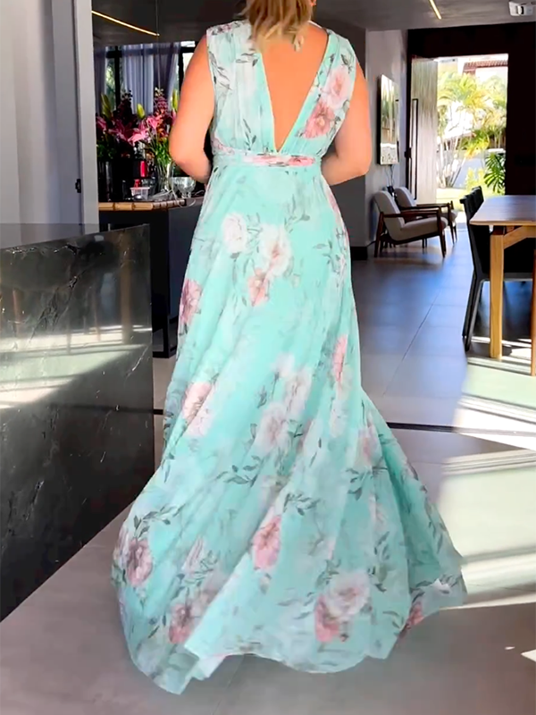 Lyra | Maxikleid mit Fließendem Stoff und Blumenmuster für Frauen