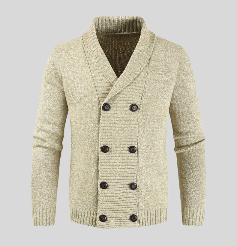 Leander | Cardigan mit Klobiger Rippstricktextur und Schalkragen für Herren
