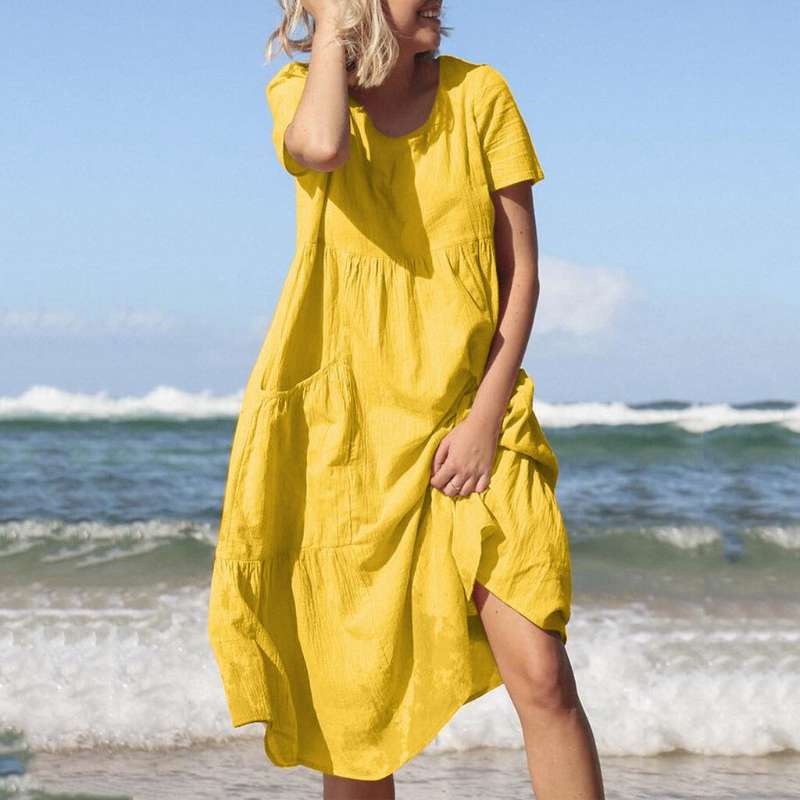 Livia | Midi-Kleid mit Atmungsaktivem Stoff und Praktischen Taschen für Frauen