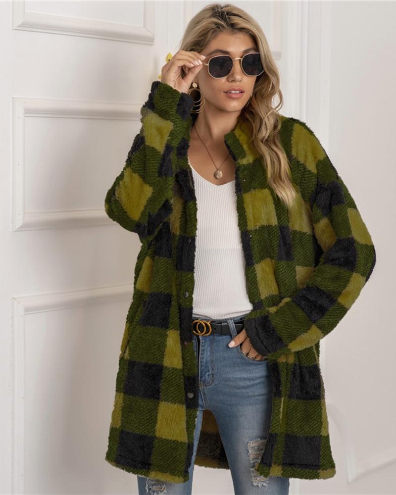 Livia | Karojacke mit Gemütlichem Fleece und Oversized Schnitt für Frauen