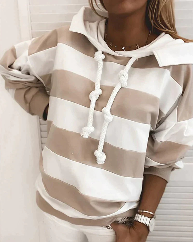 Marina | Kapuzenpullover mit Nautischem Streifen-Design und Entspannter Passform für Frauen