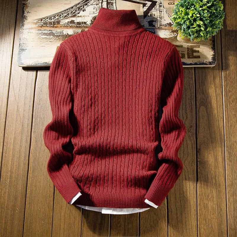 Luca | Baumwollpullover mit Zopfmuster und Rollkragen für den Winter