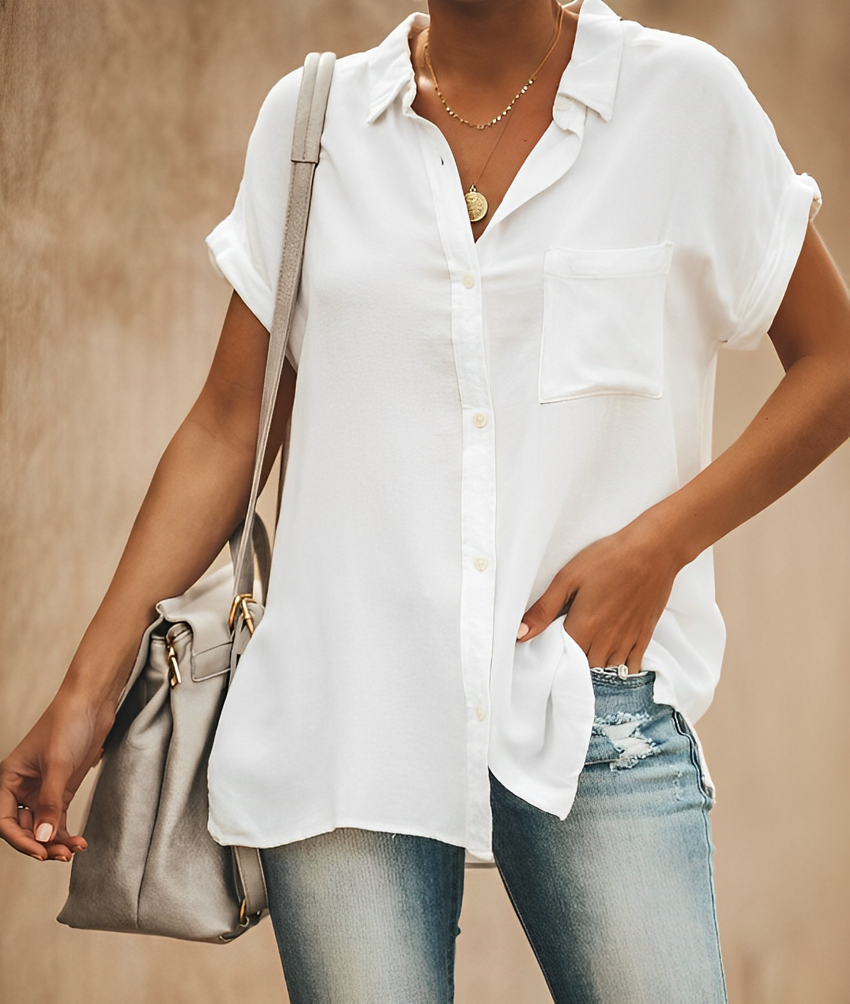 Livia | Bluse mit Atmungsaktivem Stoff und Brusttasche für Damen