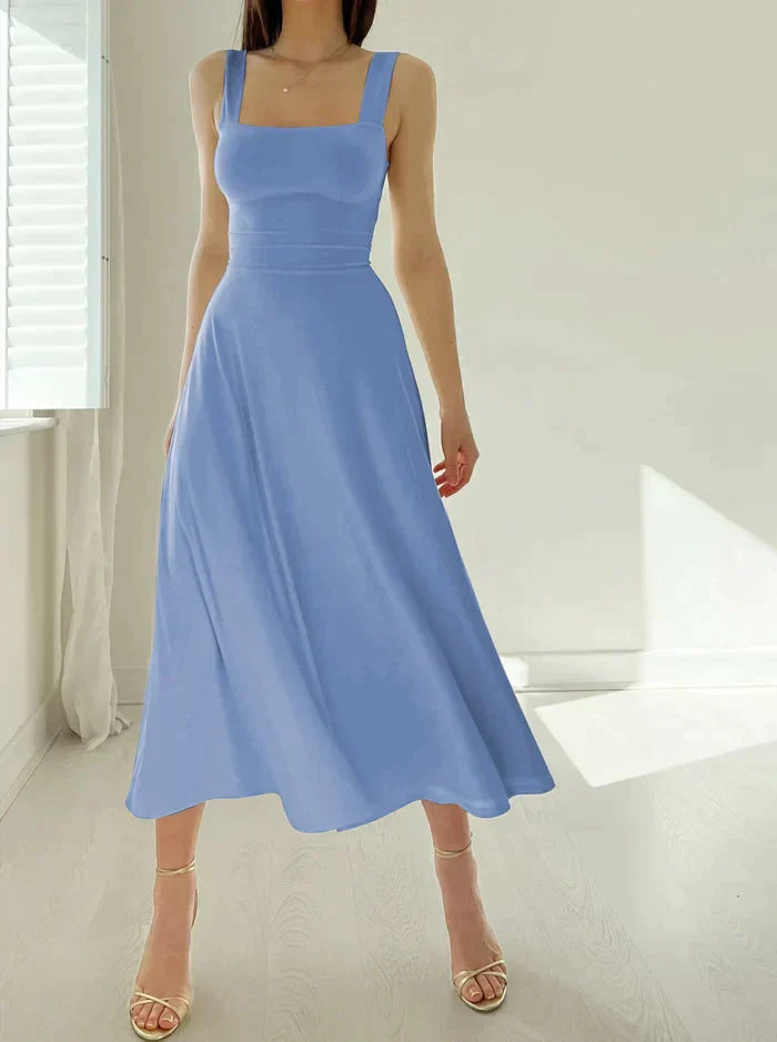 Celina | Midi-Kleid mit Elegantem A-Linien-Schnitt und Schickem Dekolleté für Damen