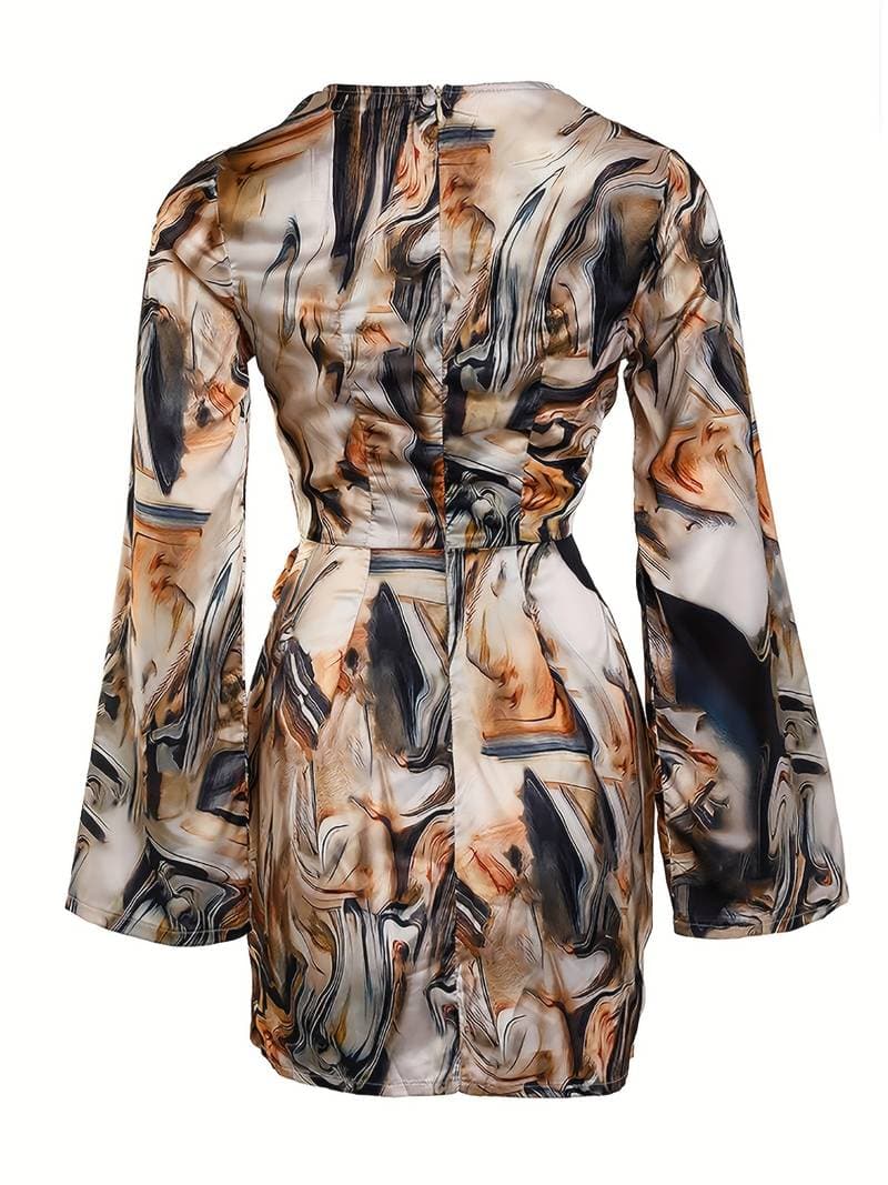 Livia | Wickelkleid mit Eleganter Silhouette und Marmordruck für Frauen