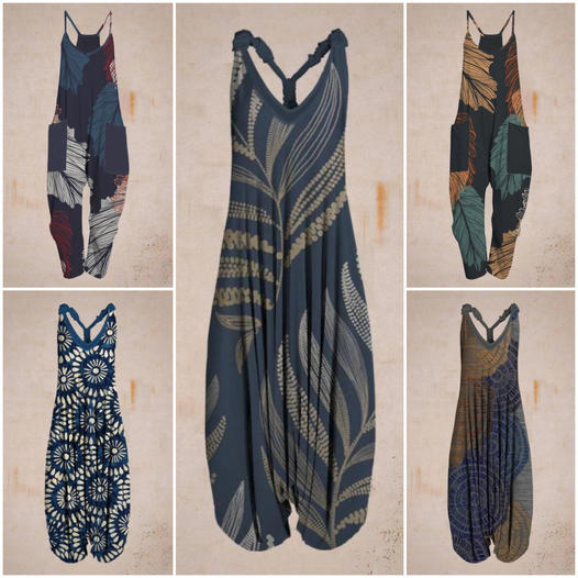 Luna | Harem-Overall mit Künstlerischem Design und Bequemer Passform für Sommerliebhaber