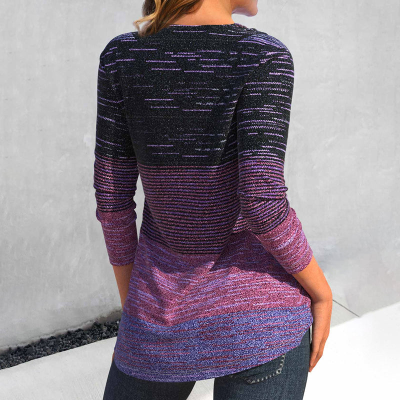 Livia | Bluse mit Mehrfarbigem Design und Modernem Knopfausschnitt für Damen