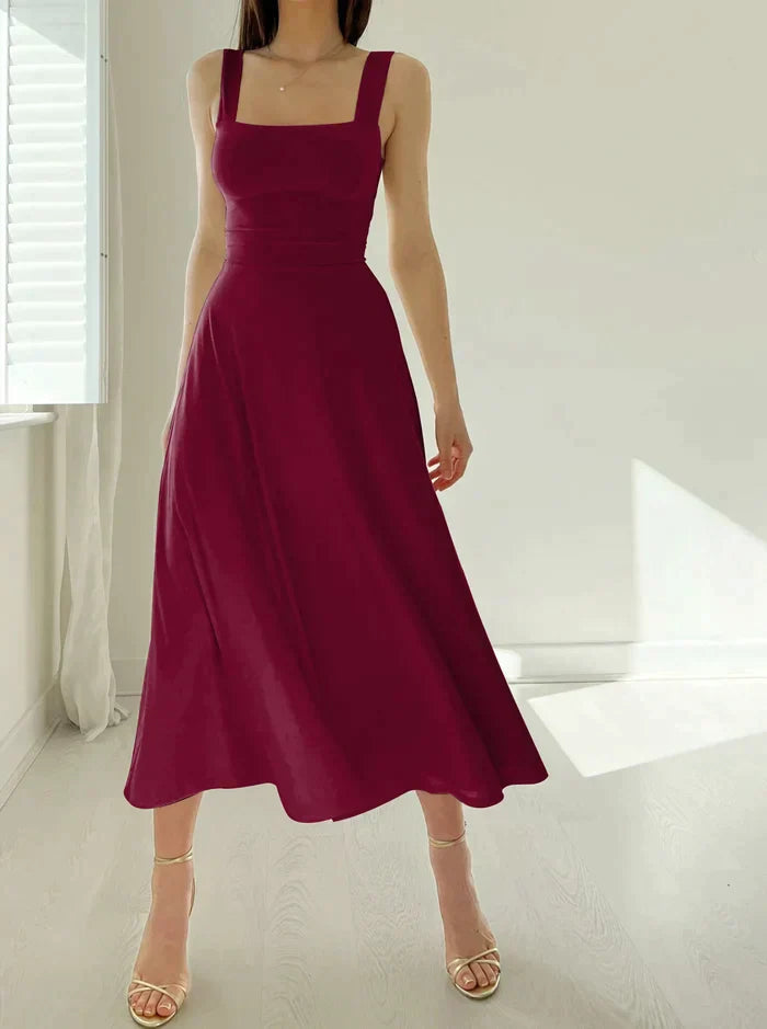Celina | Midi-Kleid mit Elegantem A-Linien-Schnitt und Schickem Dekolleté für Damen