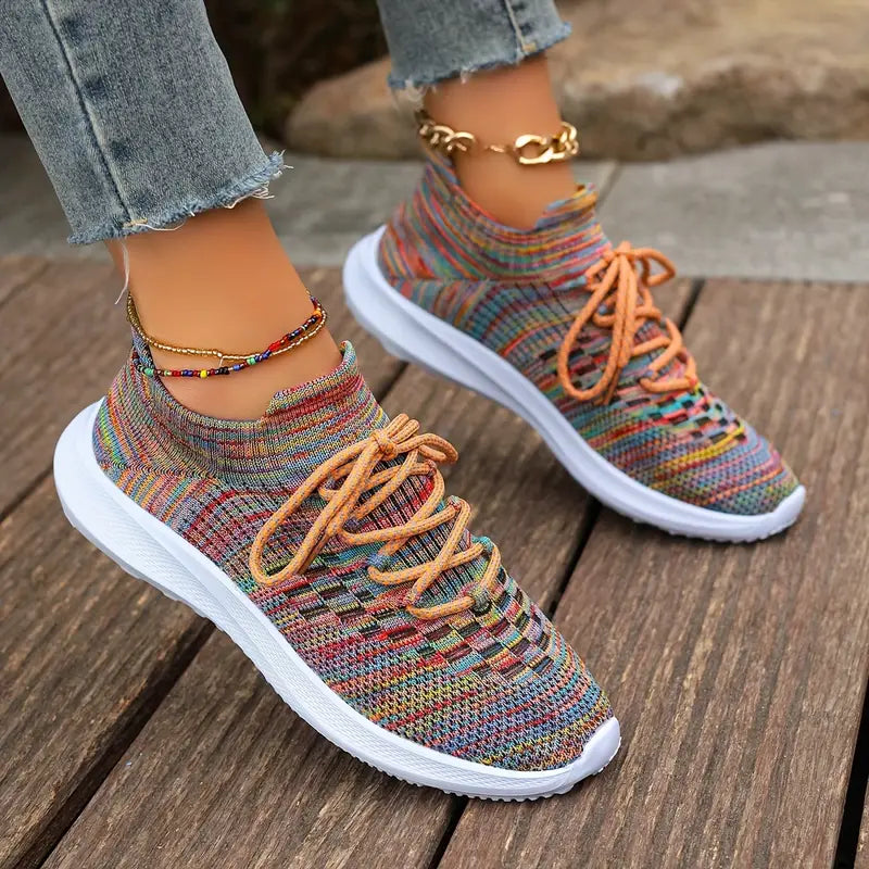 Bunti | Bunte Strickmode Schnürsenkel Mesh-Sneakers für Frauen