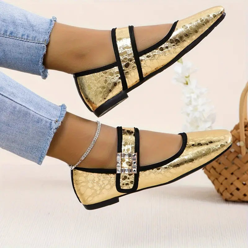 Glitzie | Farbe Glitter Flats mit Strass Knöchelband