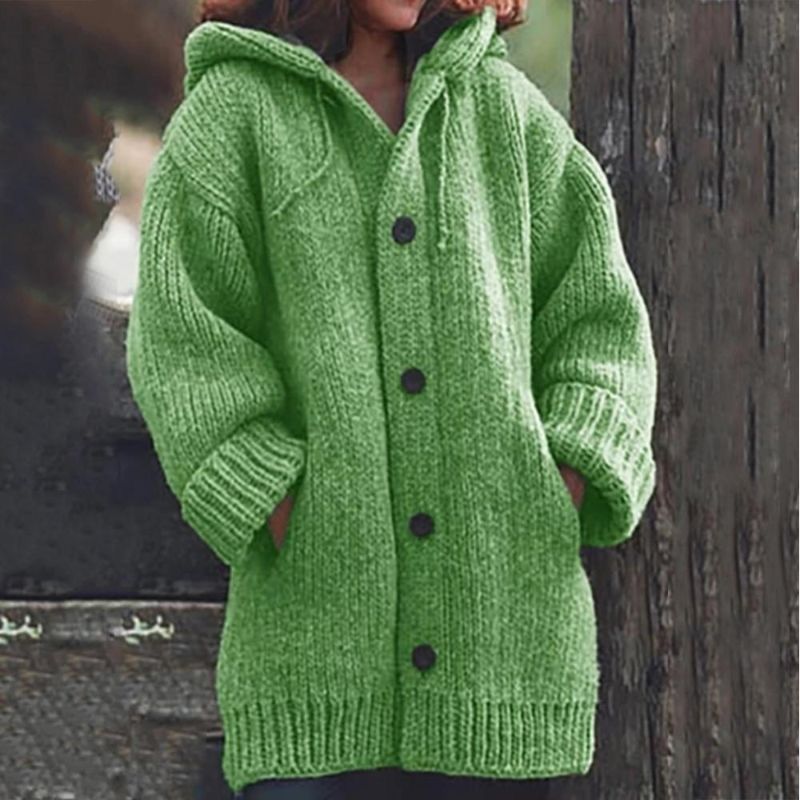 Livia | Strickmantel mit Kapuze und Eleganter Knopfleiste für Damen im Winter