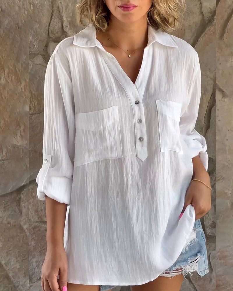 Celina | Bluse mit Luftigem Stoff und V-Ausschnitt für Damen