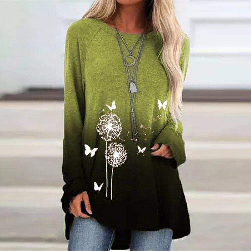 Liona | Langarm-Pullover mit Verspieltem Löwenzahn-Print und Bequemen Schnitt für Damen