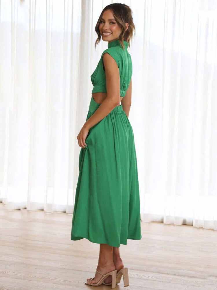 Siena | Midi-Kleid mit Eleganten Cut-Outs und Fließendem Stoff für Frauen